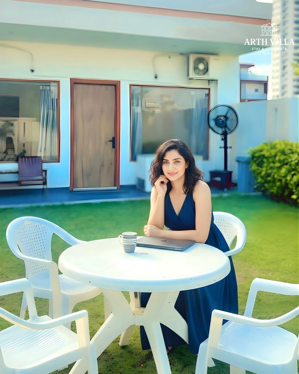 Lawn and outdoor space at Arth Villa in Noida for winter sun and gatherings